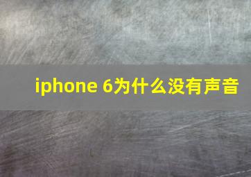 iphone 6为什么没有声音